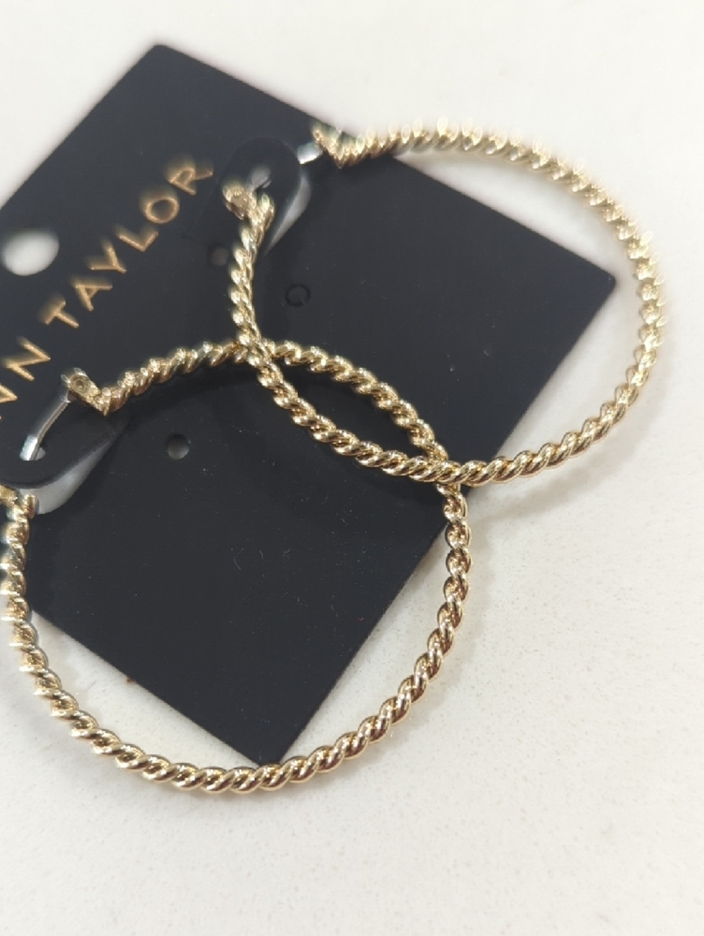 Ann Taylor Gold Twisted Rope Hoop Earrings - Picture 3 of 9